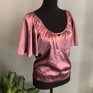 Satin blouse with keyhole front